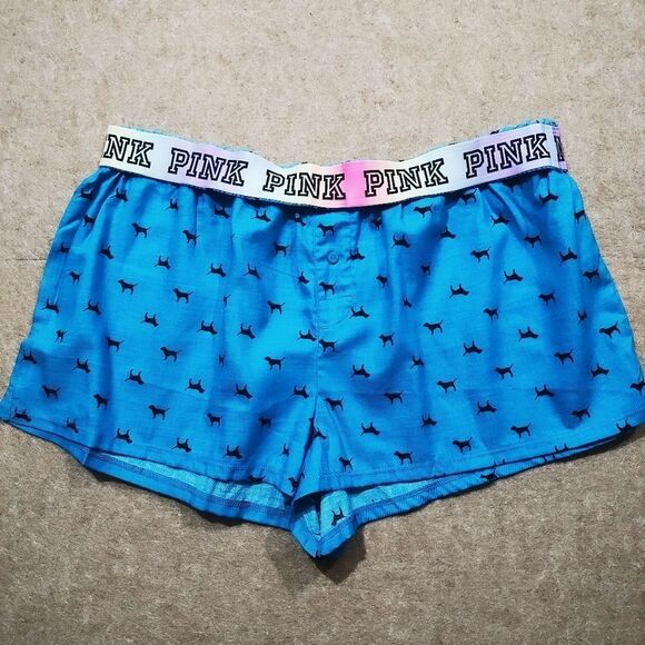 PINK Victoria's Secret Women's Blue Boxer Shorts #B - Picture 1 of 4